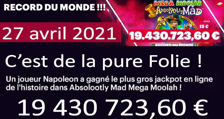 Record Mega Moolah gagné en 2021