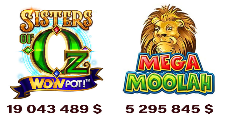 Sommes des jackpots Mega Moolah et WowPot à gagner