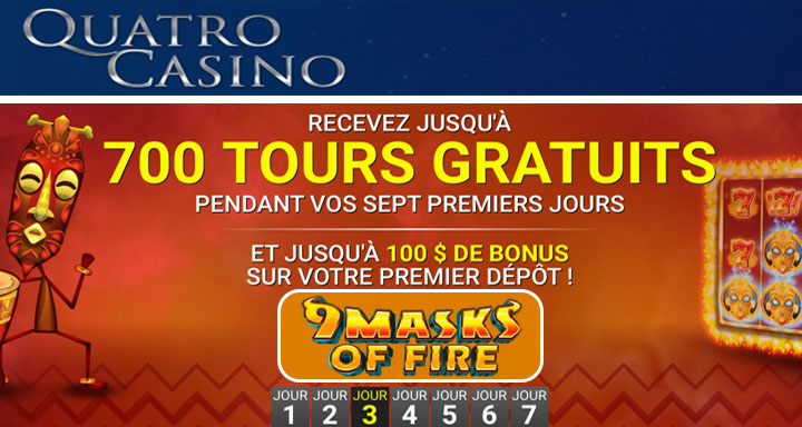 Tours gratuit et bonus chez Quatro Casino