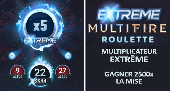 Extreme Multifire Roulette et gains de 2500x la mise