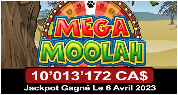 Jackpot Mega Moolah gagnant de 10 millions en avril 2023