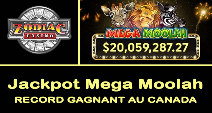 Jackpot Mega Moolah record gagnant au Canada