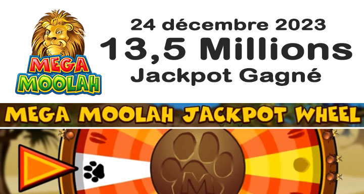 Jackpot Mega Moolah gagnant de 13,5 millions en décembre 2023